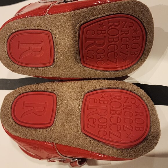 "Robeez Red Leather Baby Mary Jane Shoes with Bow - Size 9-12M" - Picture 3 of 3